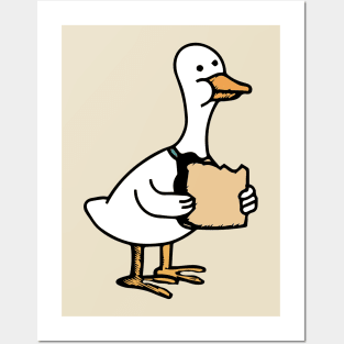 Ducks Eat Bread - Goose - Vintage Posters and Art